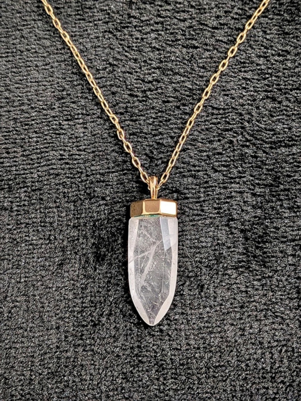 Stella & Dot Quartz Crystal Amulet Golden Pendant Necklace